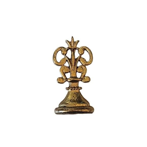 Vintage Fleur-De-Lis Gold Tone Brass Metal Wax Seal Stamp‎ - Picture 1 of 3